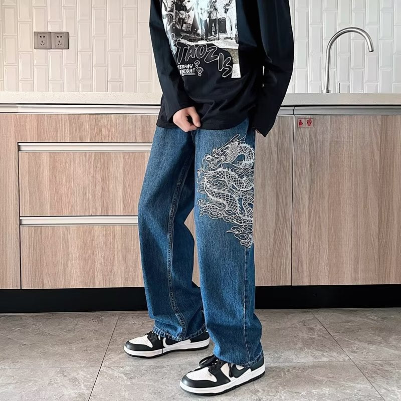 Dragon Embroidered Baggy Jeans, photo 1