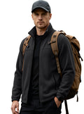 Stand Collar Fleece Jacket in black