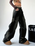 Washed Black Baggy Wide Leg Jeans, photo 9