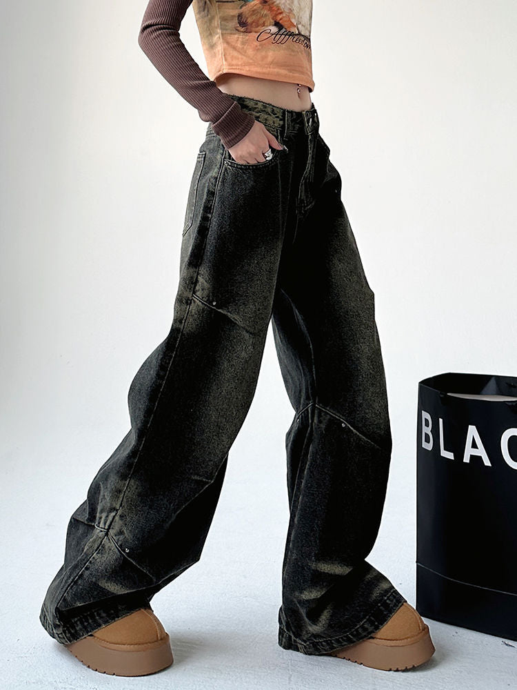Washed Black Baggy Wide Leg Jeans, photo 9