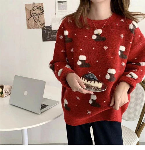 Christmas Knitted Jumper in red