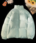 Stand Collar Puffer Jacket in mint green