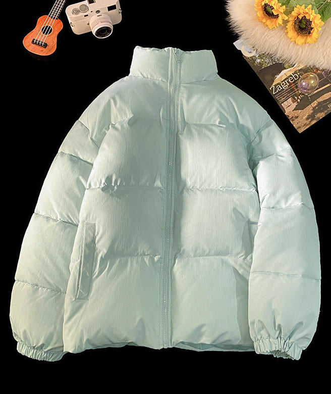 Stand Collar Puffer Jacket in mint green