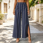 Striped Split Hem Wide Leg Trousers, photo 2