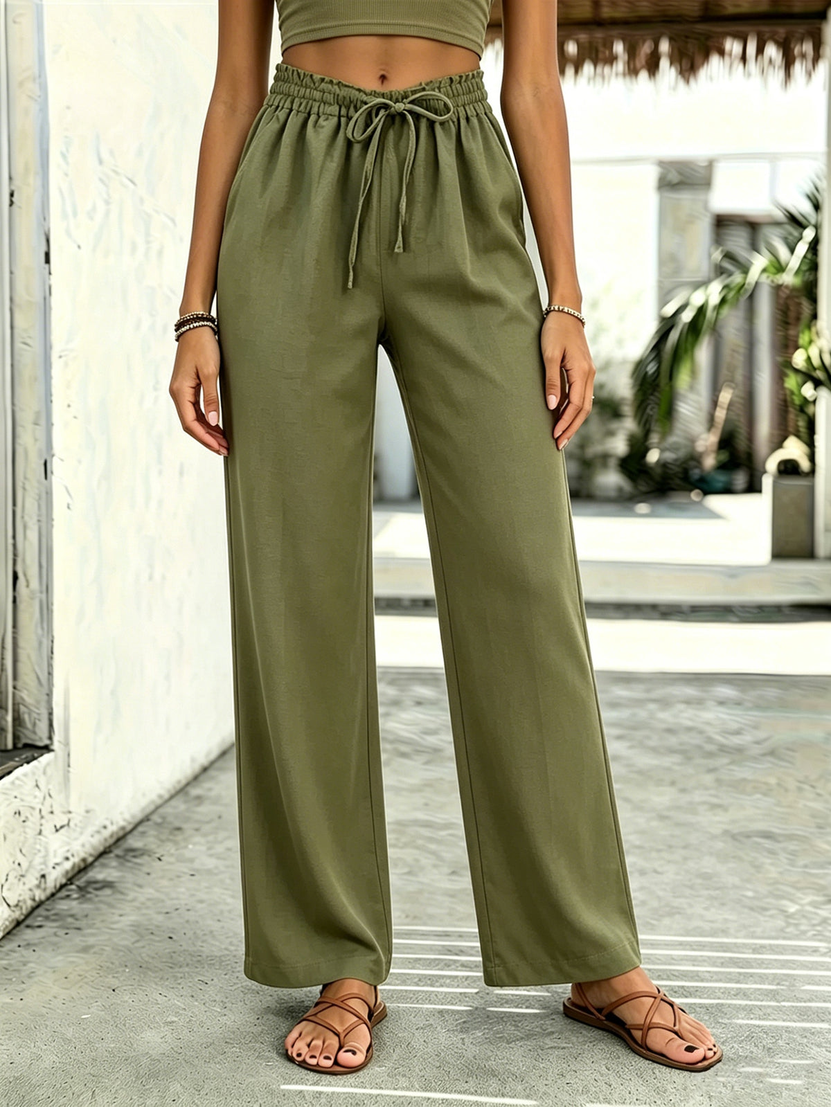 Paperbag Waist Wide Leg Trousers, photo 1