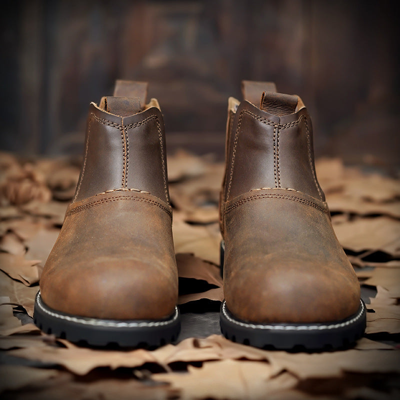 Lug Sole Chelsea Boots in light brown