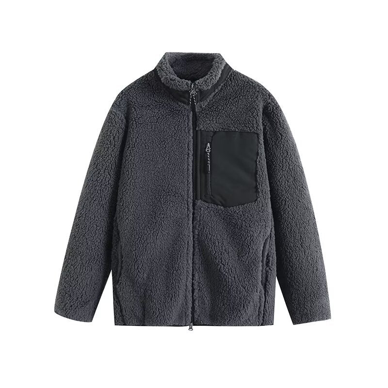 Sherpa Fleece Zip Jacket in grey