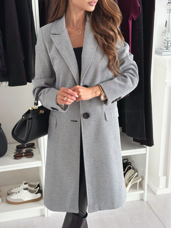 Single-Breasted Long Coat in grey