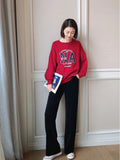 Chenille Wide Leg Trousers in black