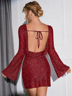 Sequin Bell Sleeve Mini Dress, photo 2