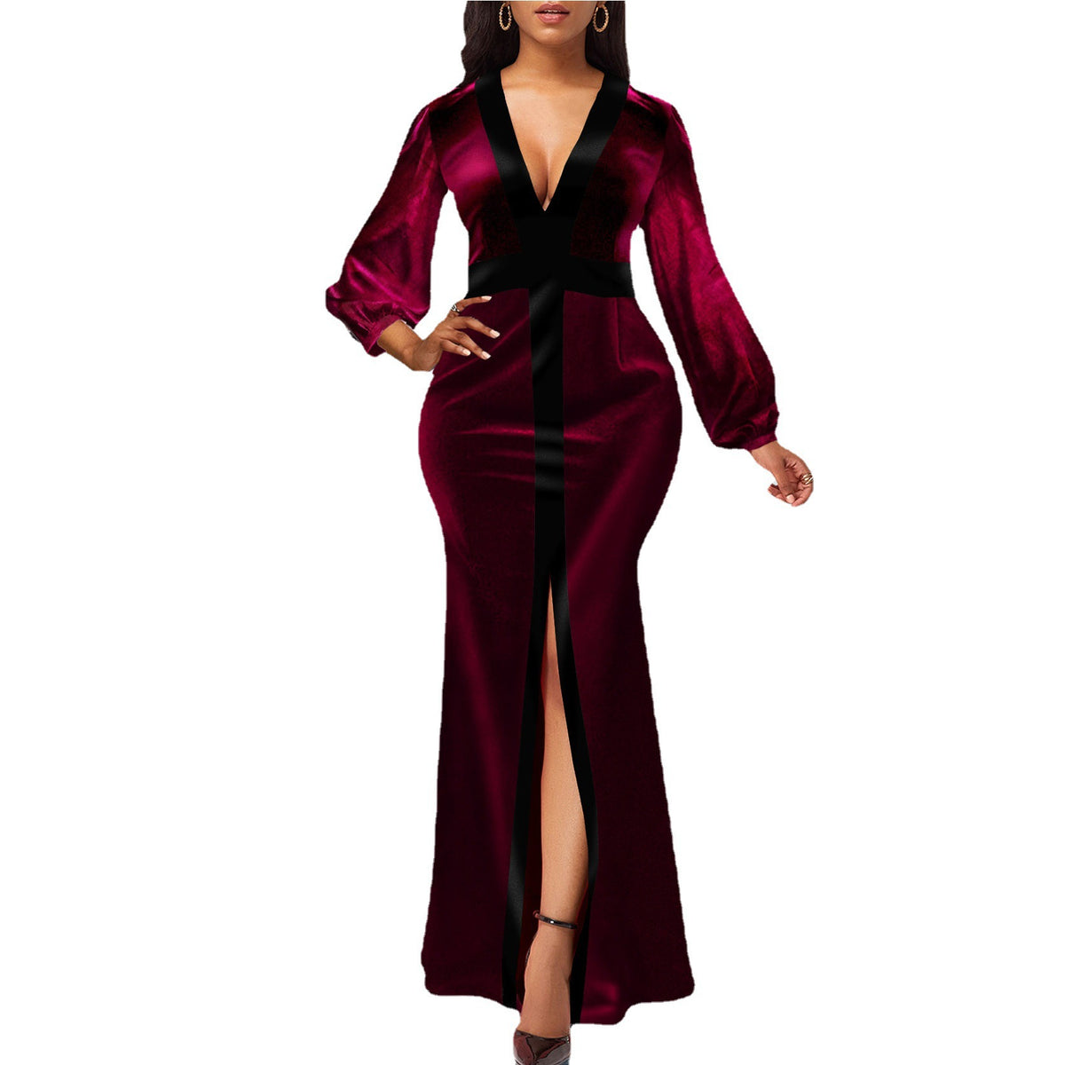 Velvet Puff Sleeve Maxi Dress, photo 2
