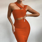 One Shoulder Cutout Bandage Midi Dress, photo 1