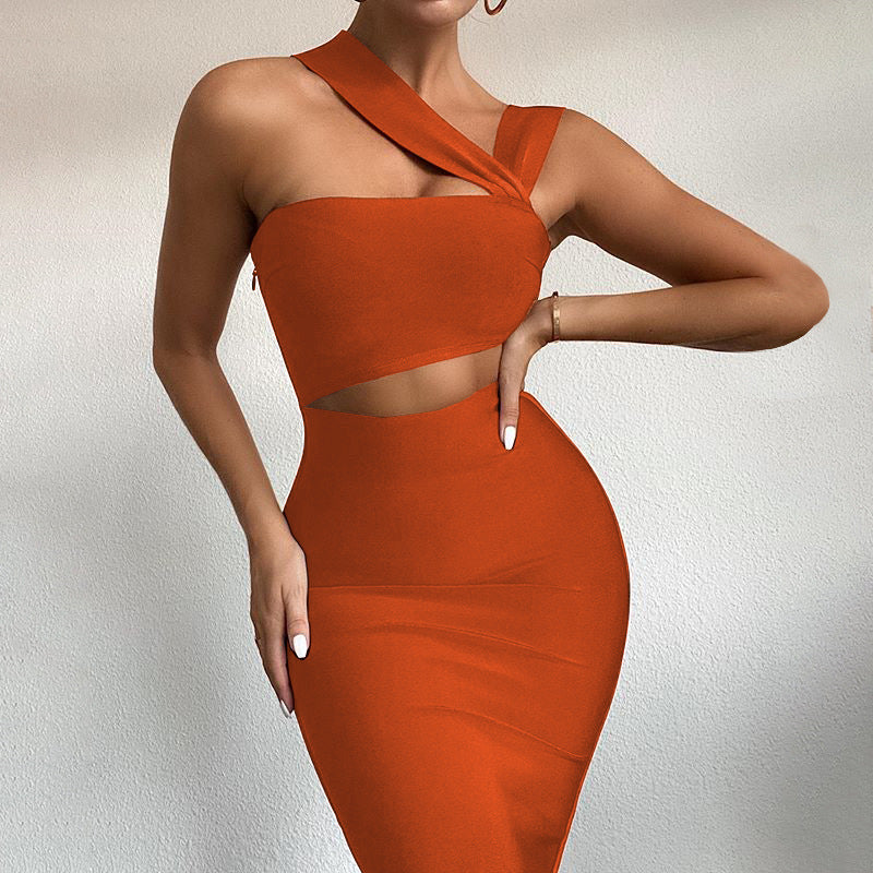 One Shoulder Cutout Bandage Midi Dress, photo 1