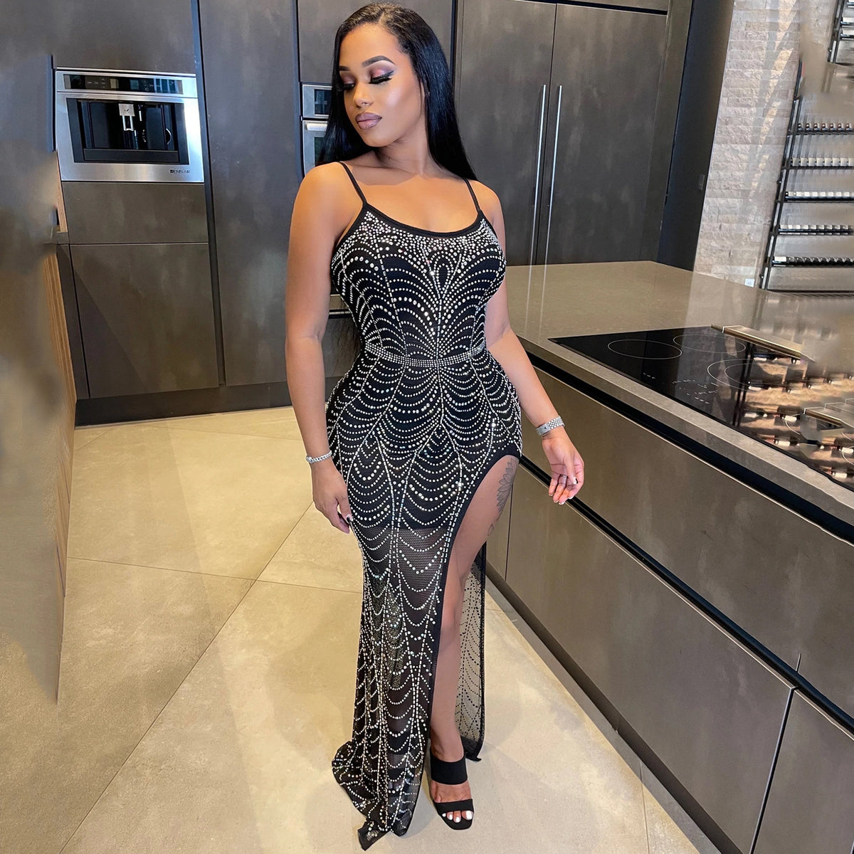 Rhinestone Mesh Maxi Dress, photo 7
