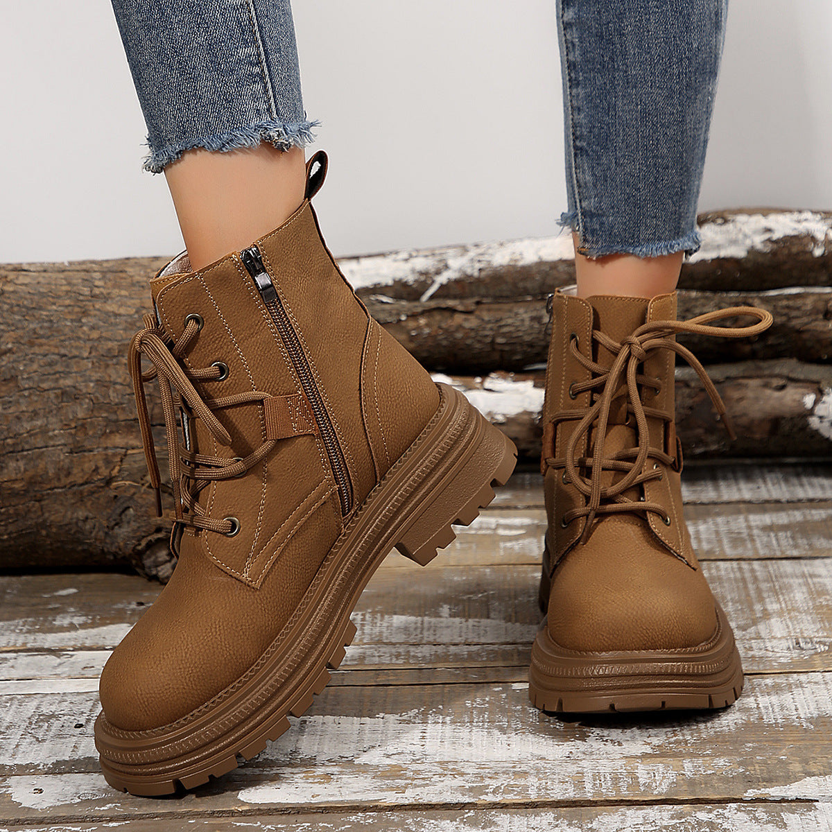 Lace-Up Block Heel Ankle Boots, photo 7