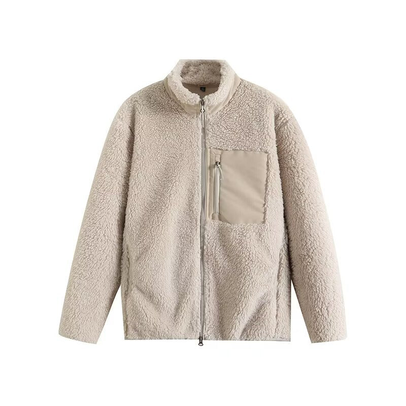 Sherpa Fleece Zip Jacket in off white
