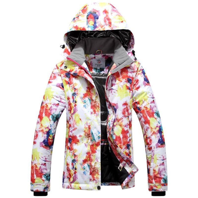 Printed Ski Jacket in orange white