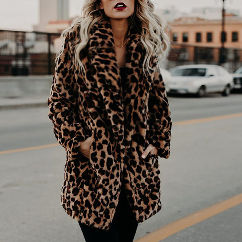 Leopard Print Faux Fur Coat, photo 1