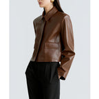 Cropped Lapel Faux Leather Jacket, photo 4