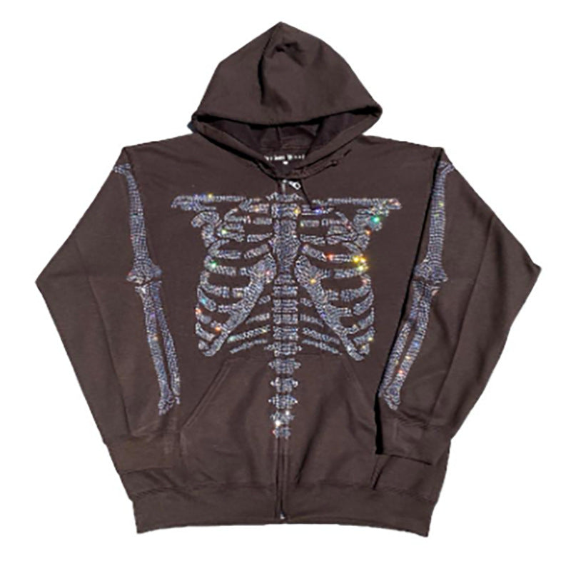 Rhinestone Skeleton Zip Up Hoodie, photo 8