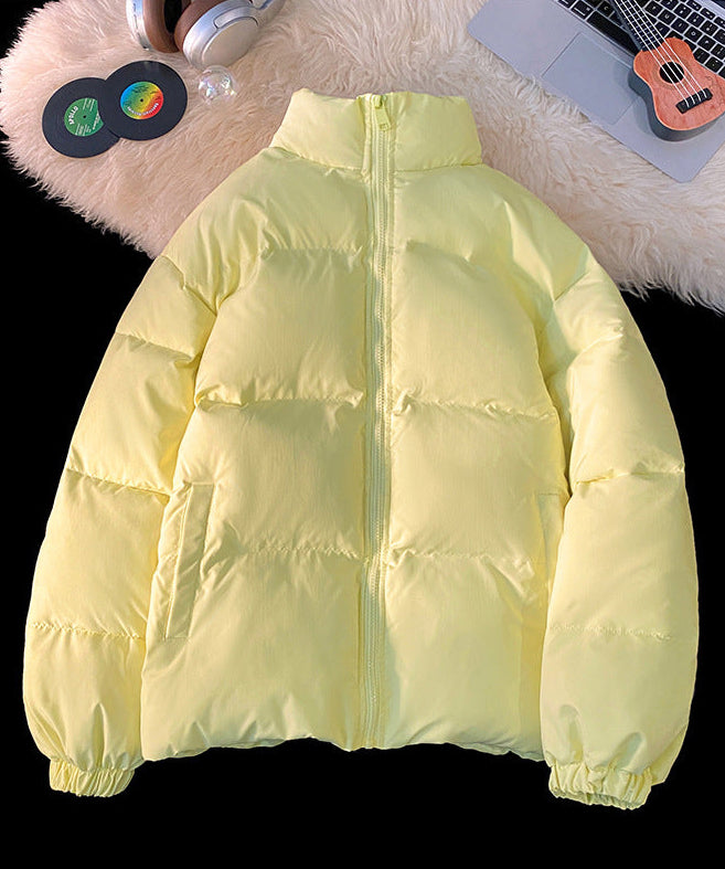 Stand Collar Puffer Jacket in yellow