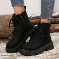 Lace-Up Block Heel Ankle Boots in black