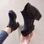 Chunky Heel Platform Ankle Boots in black