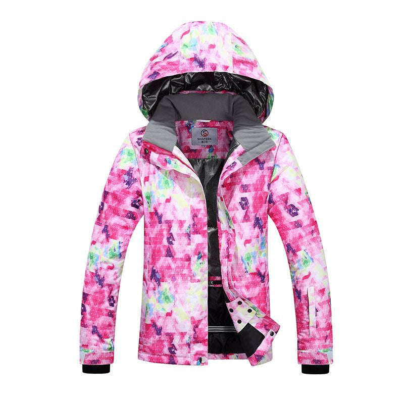 Printed Ski Jacket in pink star print