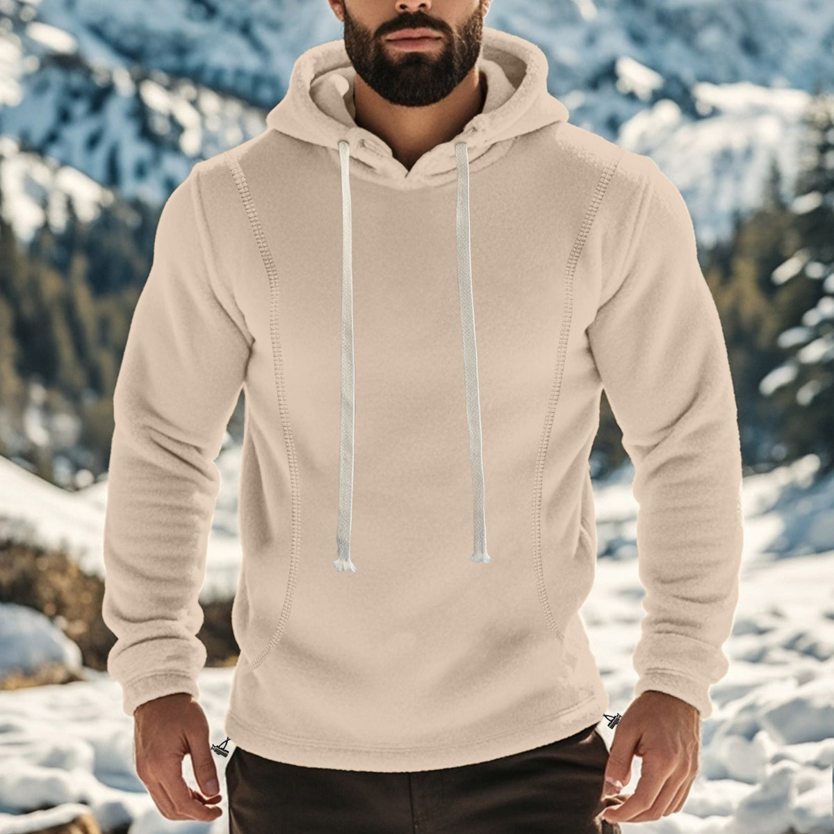 Fleece Pullover Hoodie in apricot