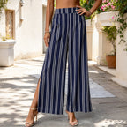 Striped Split Hem Wide Leg Trousers, photo 1