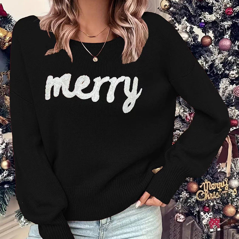 Merry Knit Crew Neck Jumper in black