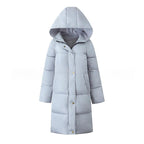 Hooded Longline Puffer Jacket in light grey