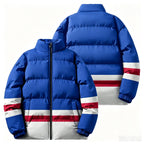 Retro Colour Block Puffer Jacket in blue/white