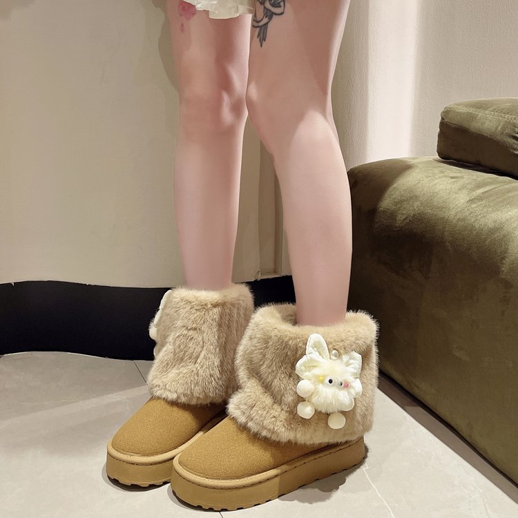Platform Suede Snow Boots with Fur Cuff, photo 5