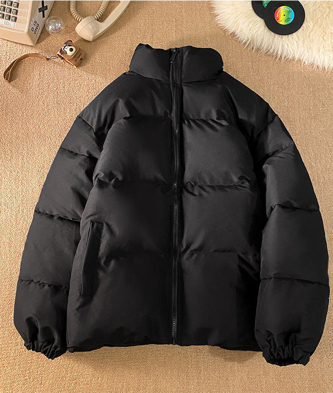 Stand Collar Puffer Jacket in black
