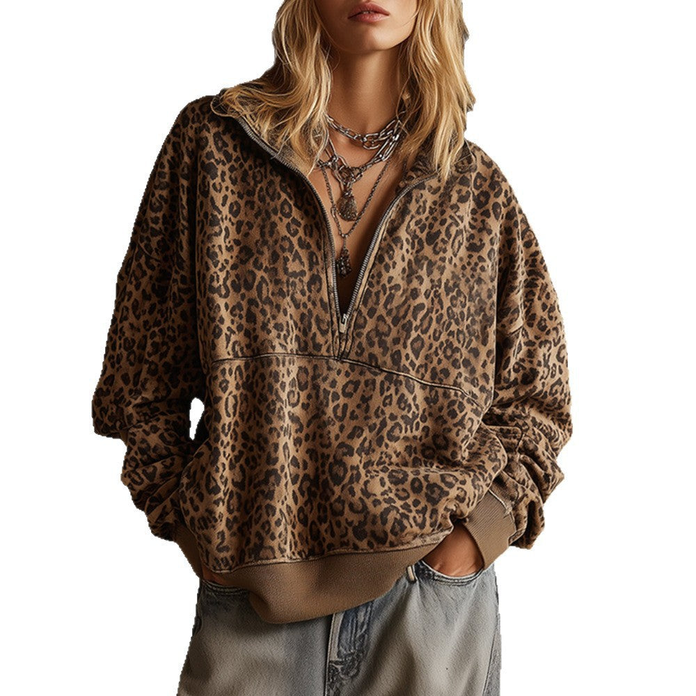 Leopard Print Half Zip Sweatshirt, photo 4
