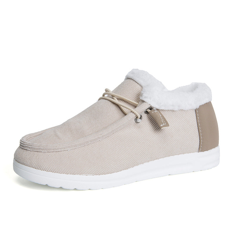Fleece Lined Canvas Winter Boots in light grey