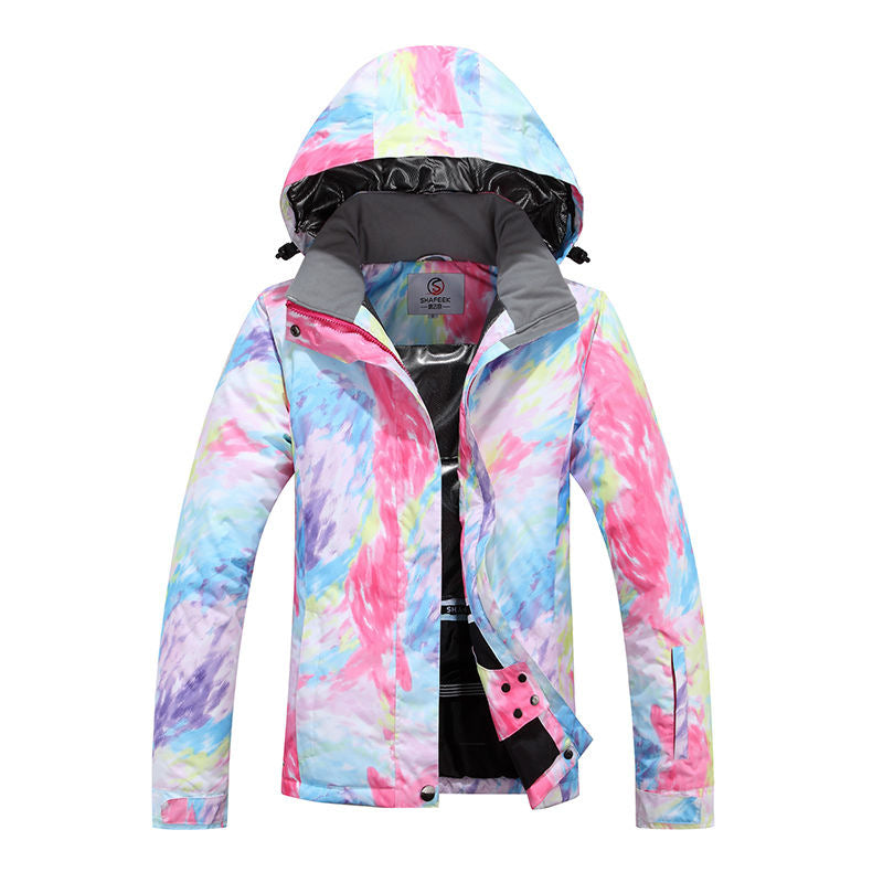 Printed Ski Jacket in rainbow print